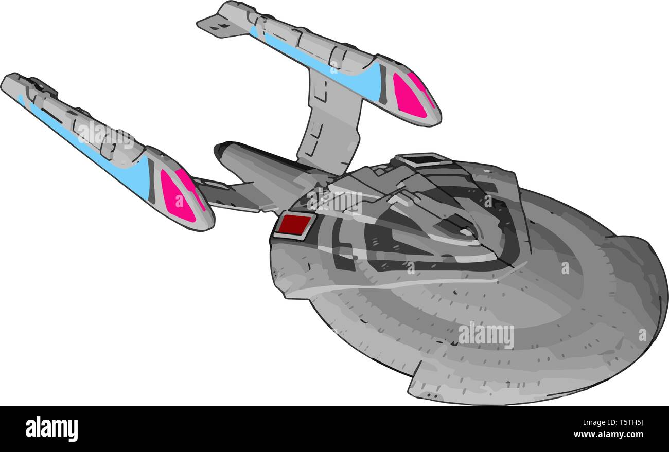 Fantasy astronave imperiale illustrazione vettoriale su sfondo bianco Illustrazione Vettoriale
