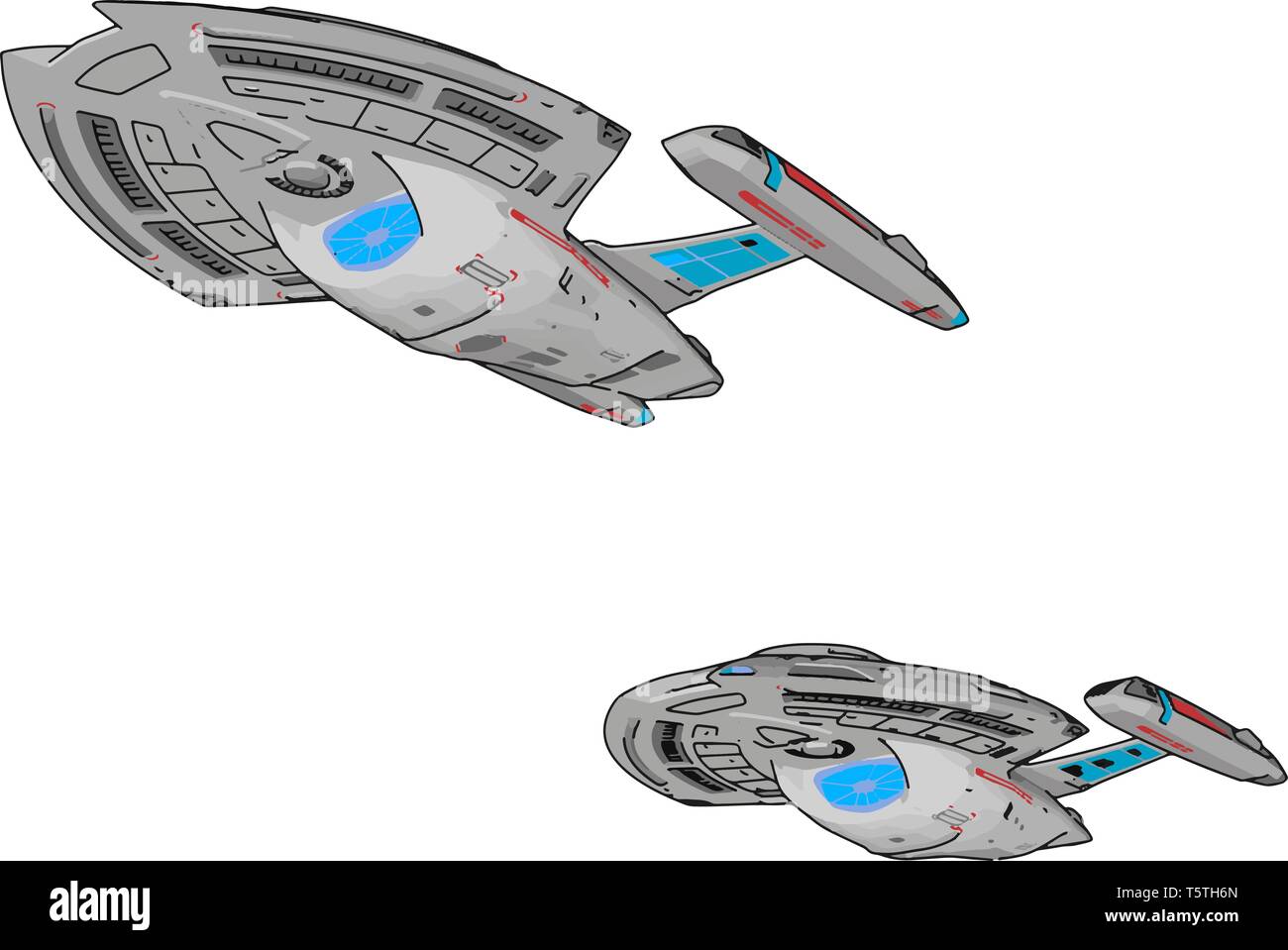 Fantasy astronave cargo illustrazione vettoriale su sfondo bianco Illustrazione Vettoriale