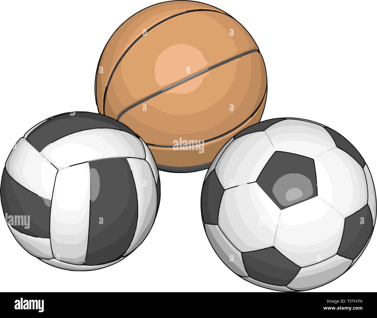 Le sfere per vari sport illustrazione vettoriale su sfondo bianco Illustrazione Vettoriale