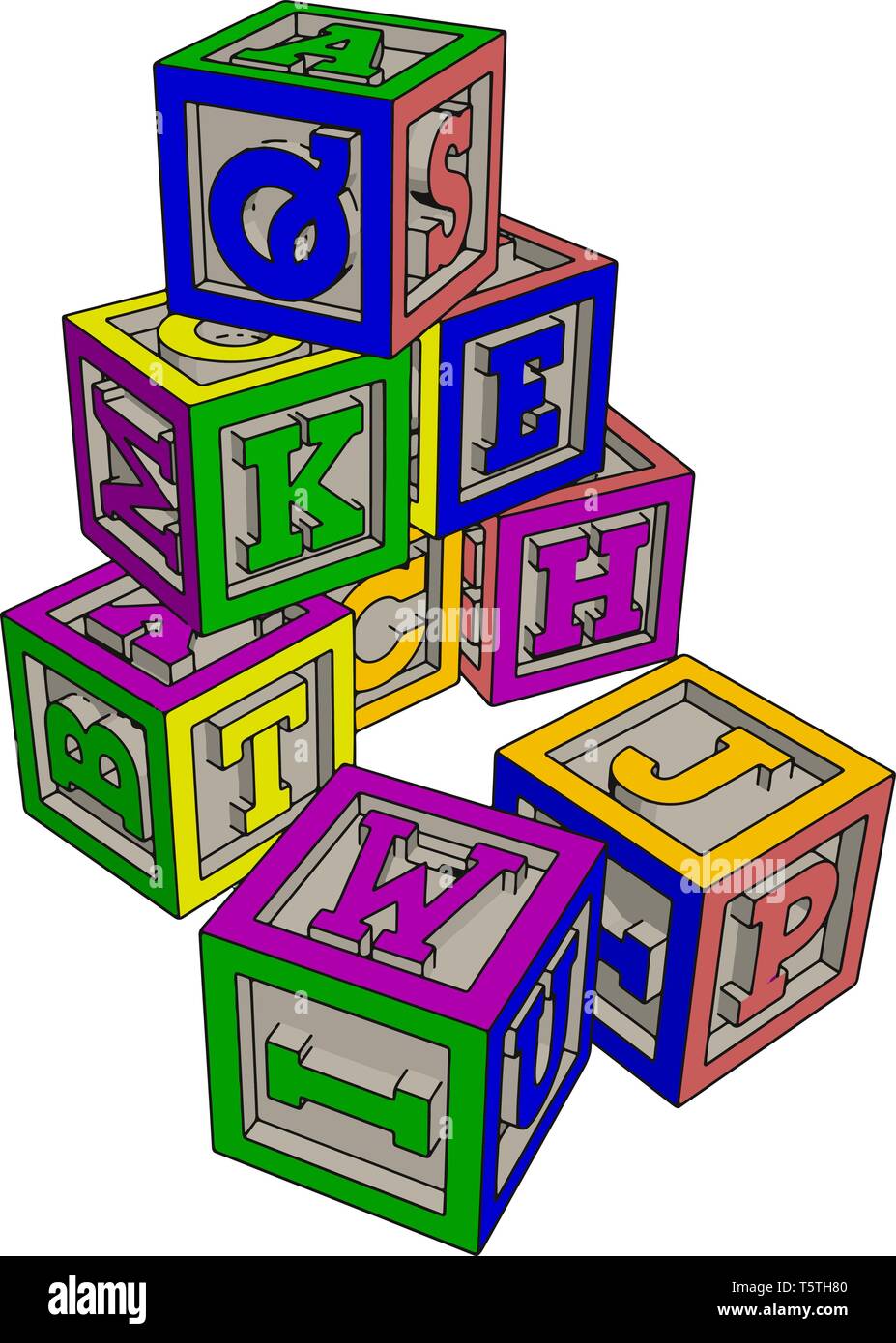 Vari colorati blocchi giocattolo illustrazione vettoriale su sfondo bianco Illustrazione Vettoriale