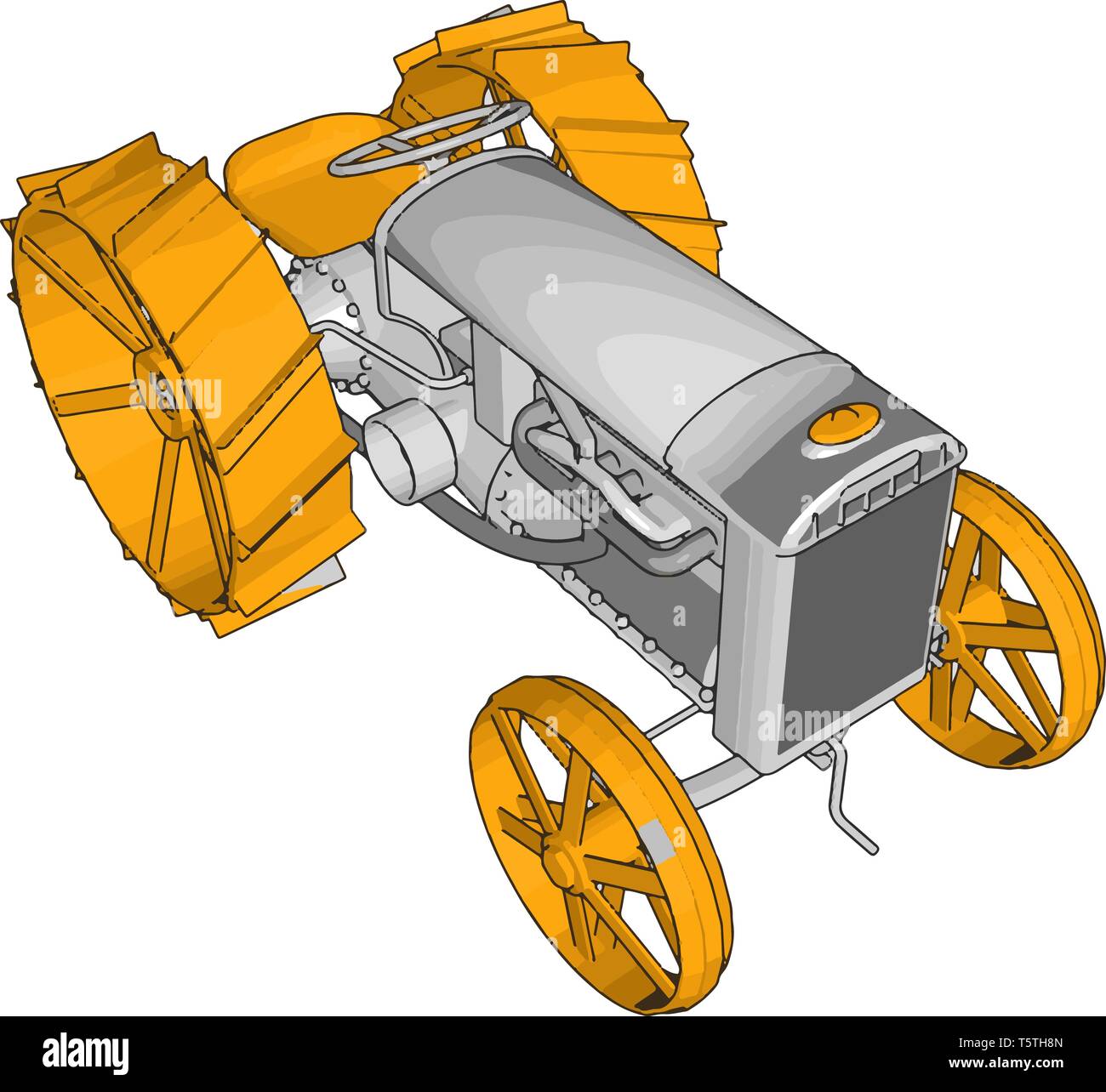 Grigio e giallo trattore illustrazione vettoriale su sfondo bianco Illustrazione Vettoriale