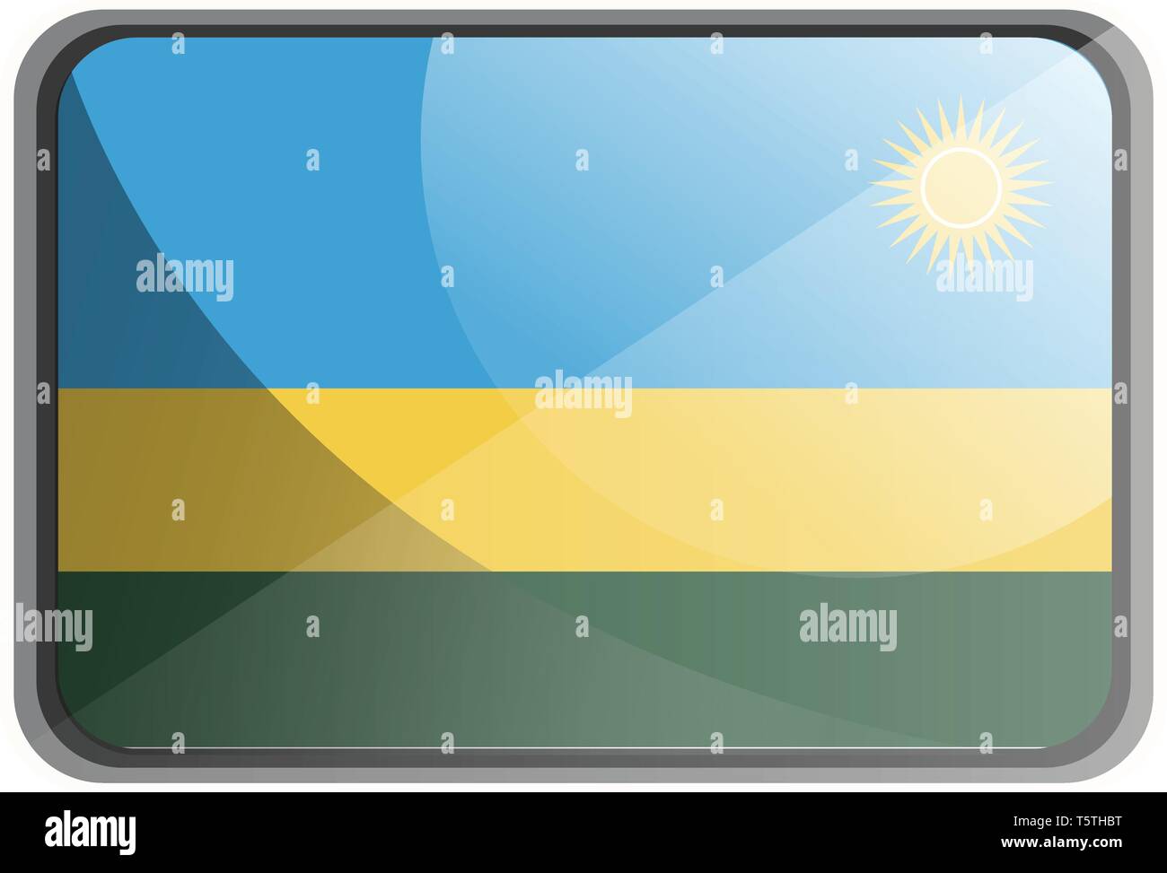 Illustrazione Vettoriale del Ruanda bandiera su sfondo bianco. Illustrazione Vettoriale