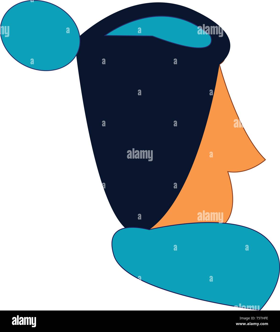 Un uomo con il naso aguzzo che ha i suoi capelli blu in un panino vettore di disegno a colori o illustrazione Illustrazione Vettoriale