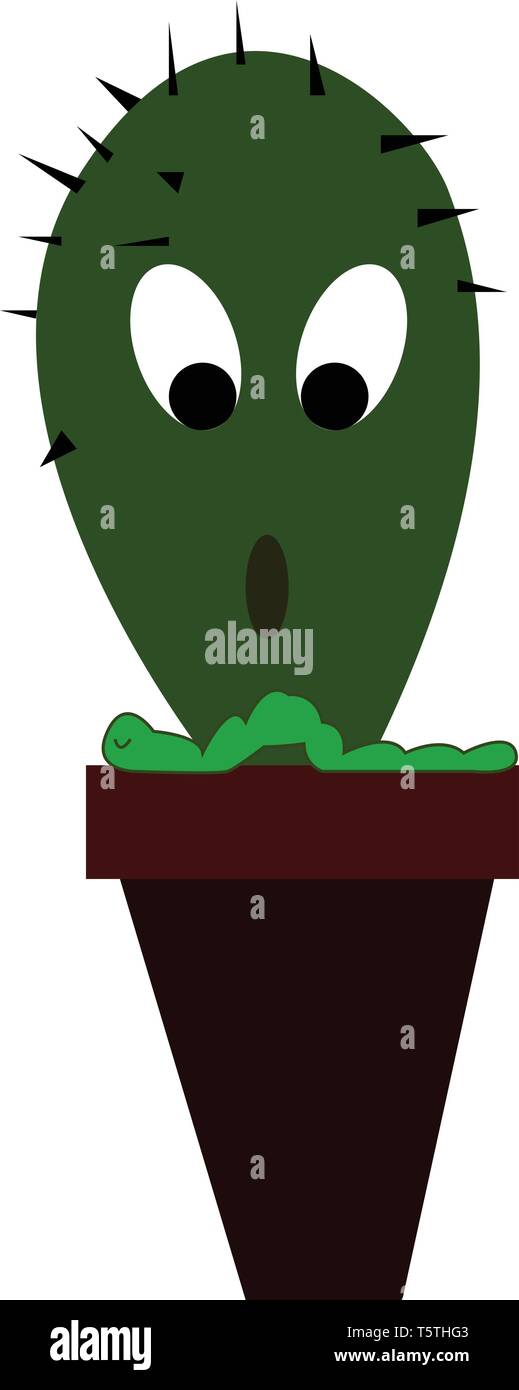 Un cartone animato di un cactus che rende un espressione del vettore scarica il colore di disegno o illustrazione Illustrazione Vettoriale