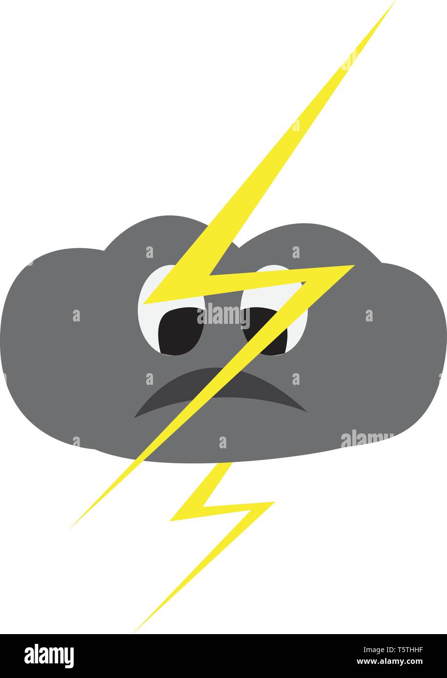 Una nuvola grigio guardando un fulmine nella parte anteriore del vettore è il colore di disegno o illustrazione Illustrazione Vettoriale