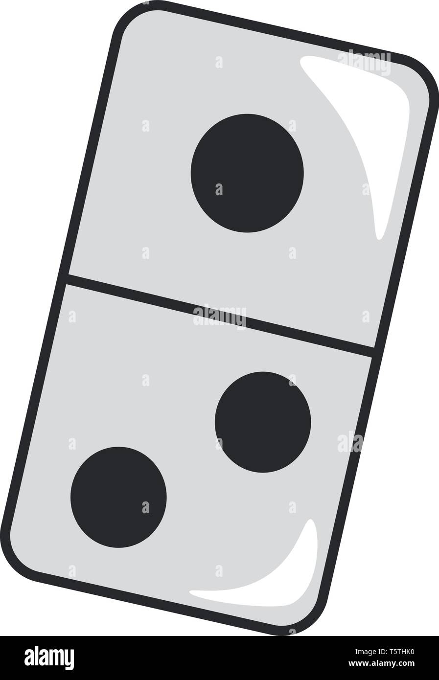 Un domino rettangolare di piastrelle con macchie nere del vettore di disegno a colori o illustrazione Illustrazione Vettoriale