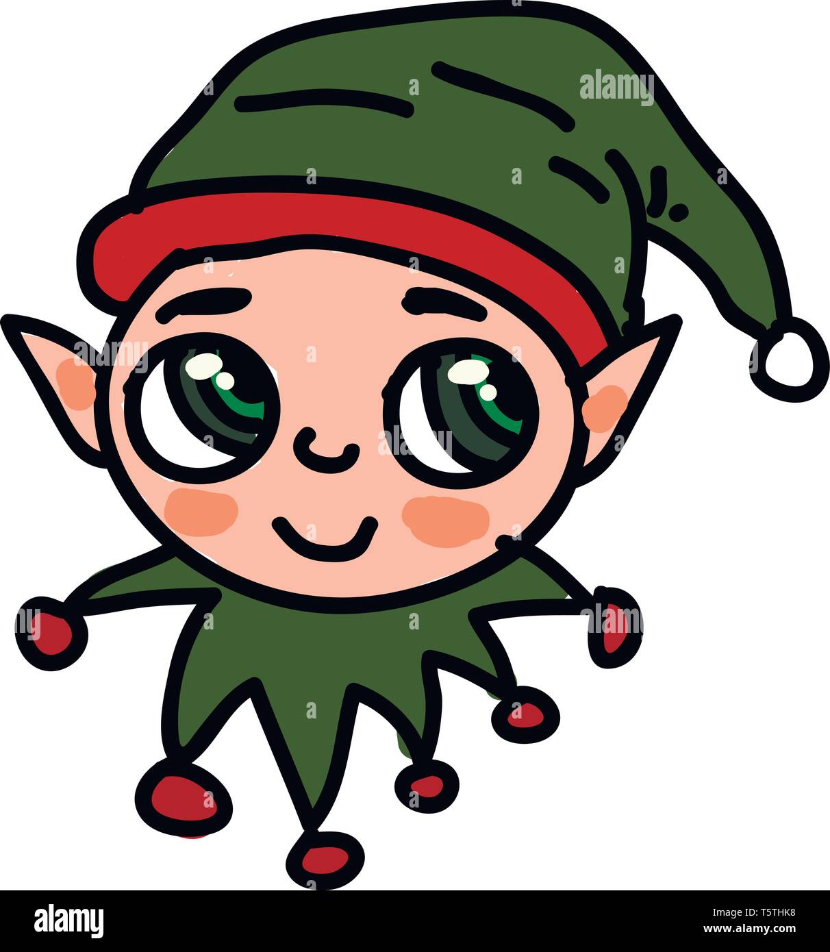 Una immagine di un elfo con orecchie affilate di indossare una calza di vettore di cappuccio di colore di disegno o illustrazione Illustrazione Vettoriale