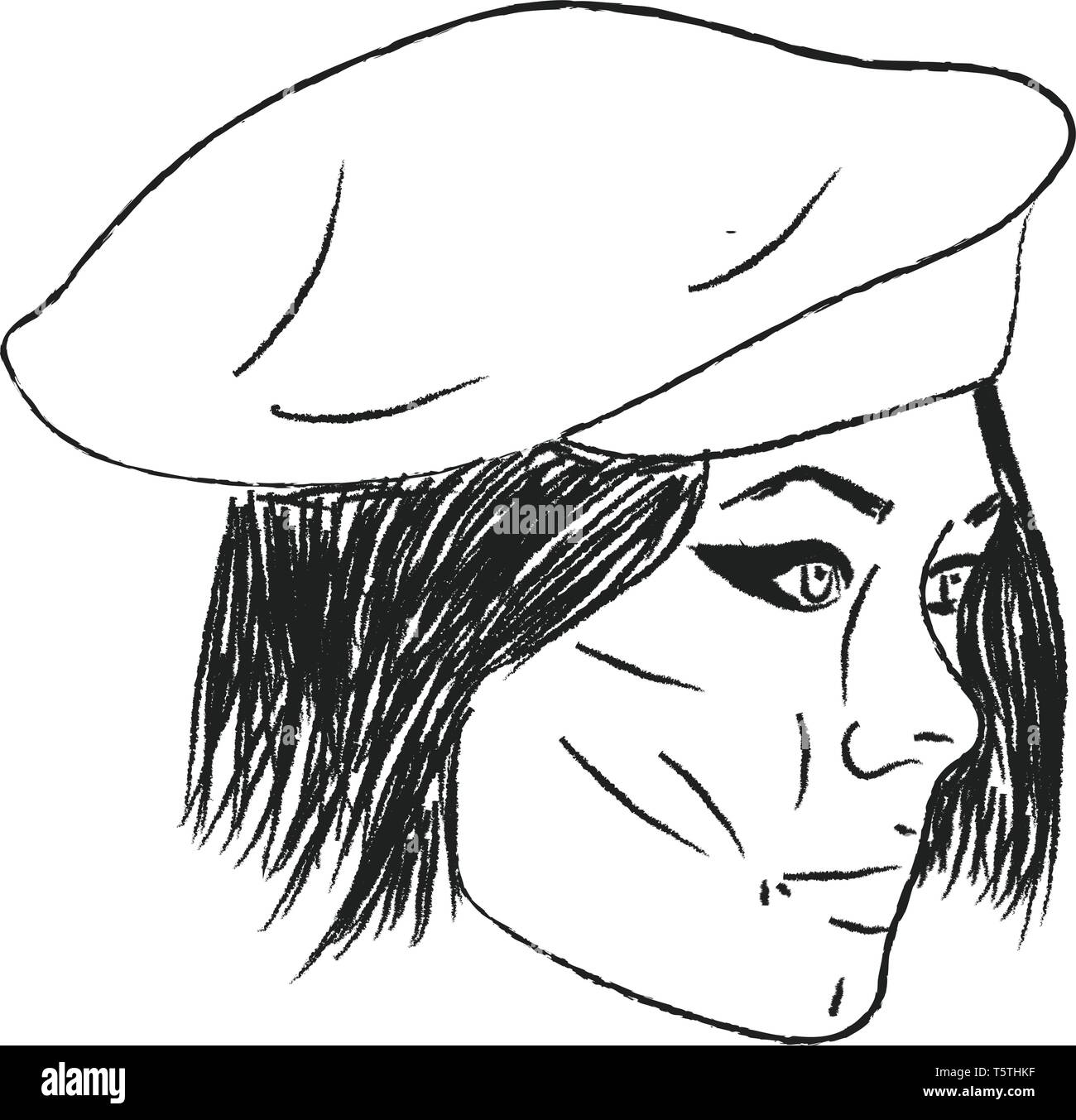 Un disegno di una persona che indossa un berretto hat vettore di disegno a colori o illustrazione Illustrazione Vettoriale