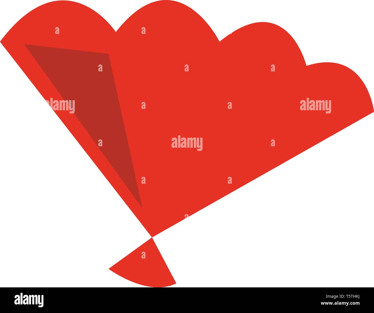 Un rosso ventola cinese con curve sul vettore di bordo il colore di disegno o illustrazione Illustrazione Vettoriale