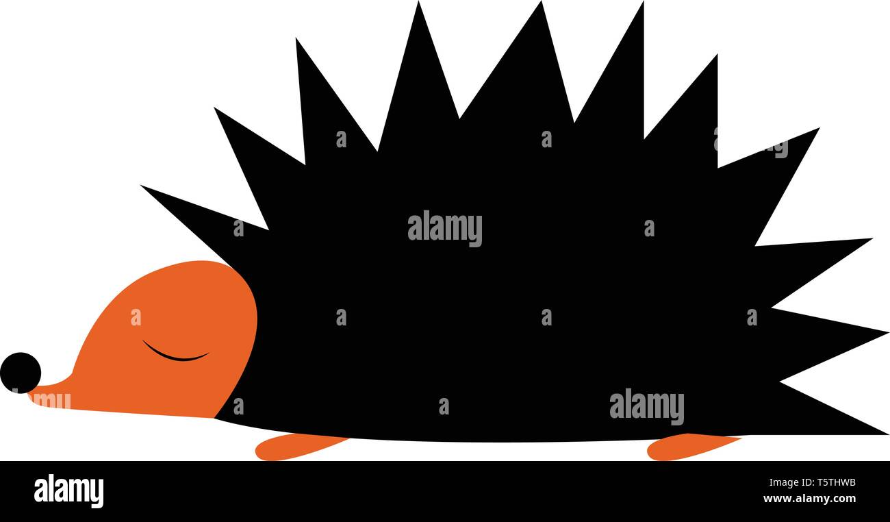 Un cartone animato di un riccio con gli occhi chiusi di vettore di disegno a colori o illustrazione Illustrazione Vettoriale