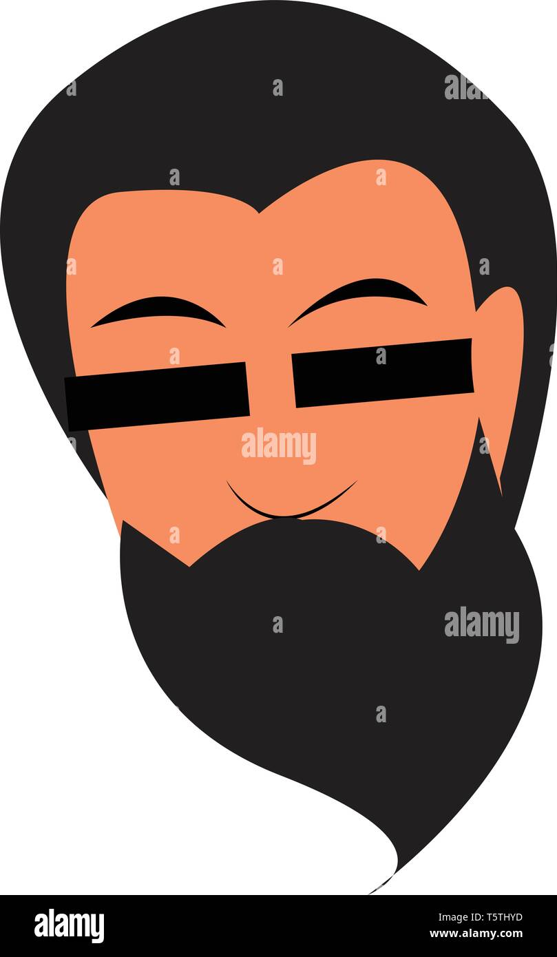 Un'immagine di un uomo con una lunga barba indossando occhiali da sole rettangolare del vettore di disegno a colori o illustrazione Illustrazione Vettoriale