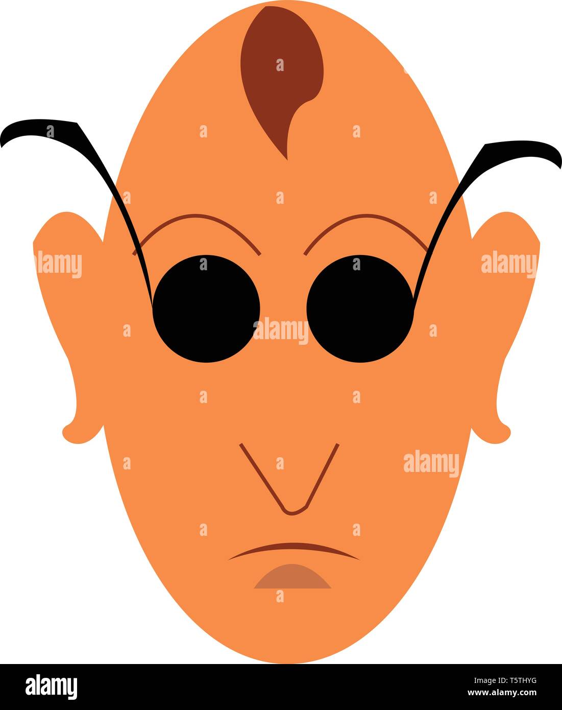 Un uomo con una piccola patch di capelli sul medio della sua testa indossando tondo nero occhiali vettore di disegno a colori o illustrazione Illustrazione Vettoriale