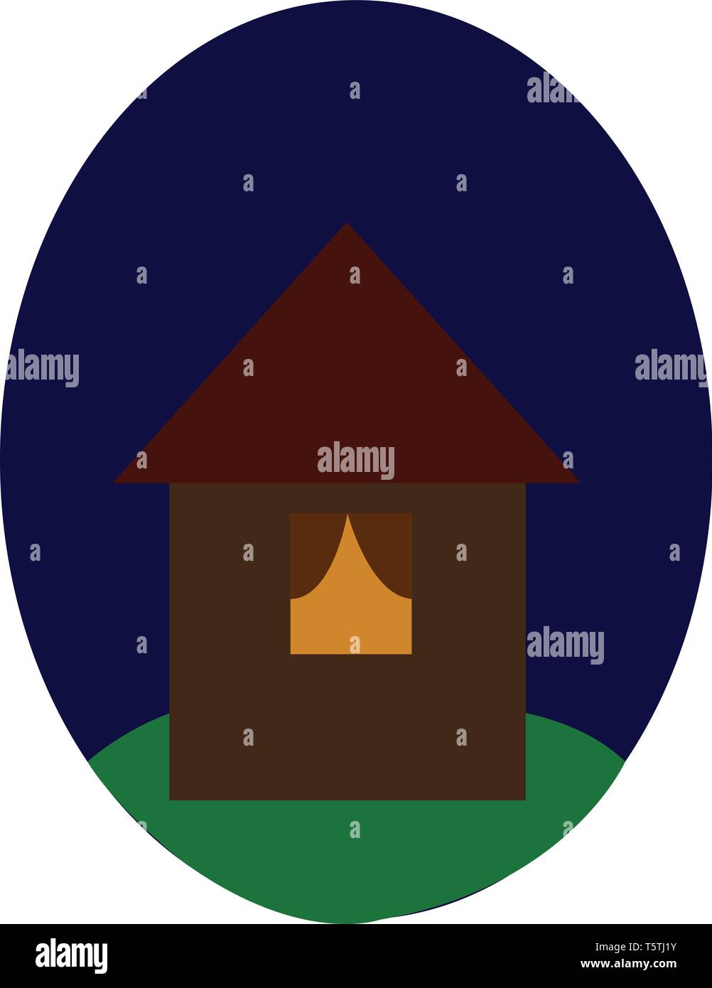 Si tratta di una immagine di una casa nel bel mezzo di un vettore di notte il colore di disegno o illustrazione Illustrazione Vettoriale