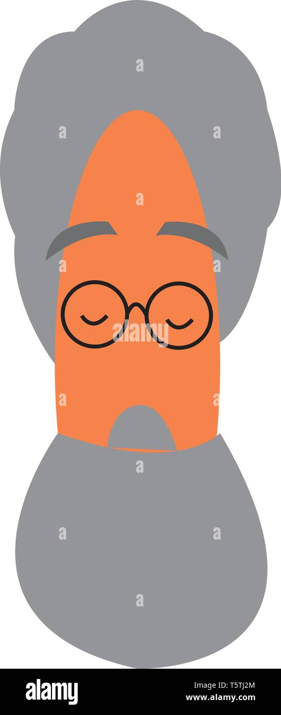 Un vecchio uomo con i capelli grigi e la barba grigia che indossa occhiali neri vettore di disegno a colori o illustrazione Illustrazione Vettoriale