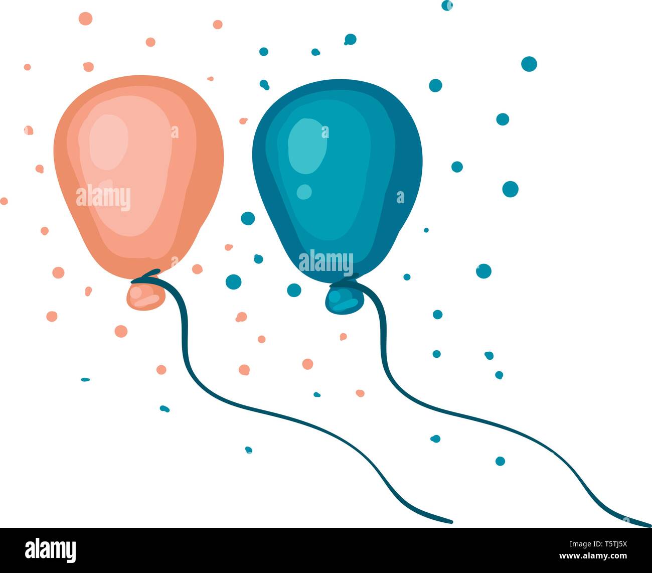 Palloncini e coriandoli o vettore di Illustrazione a colori Illustrazione Vettoriale