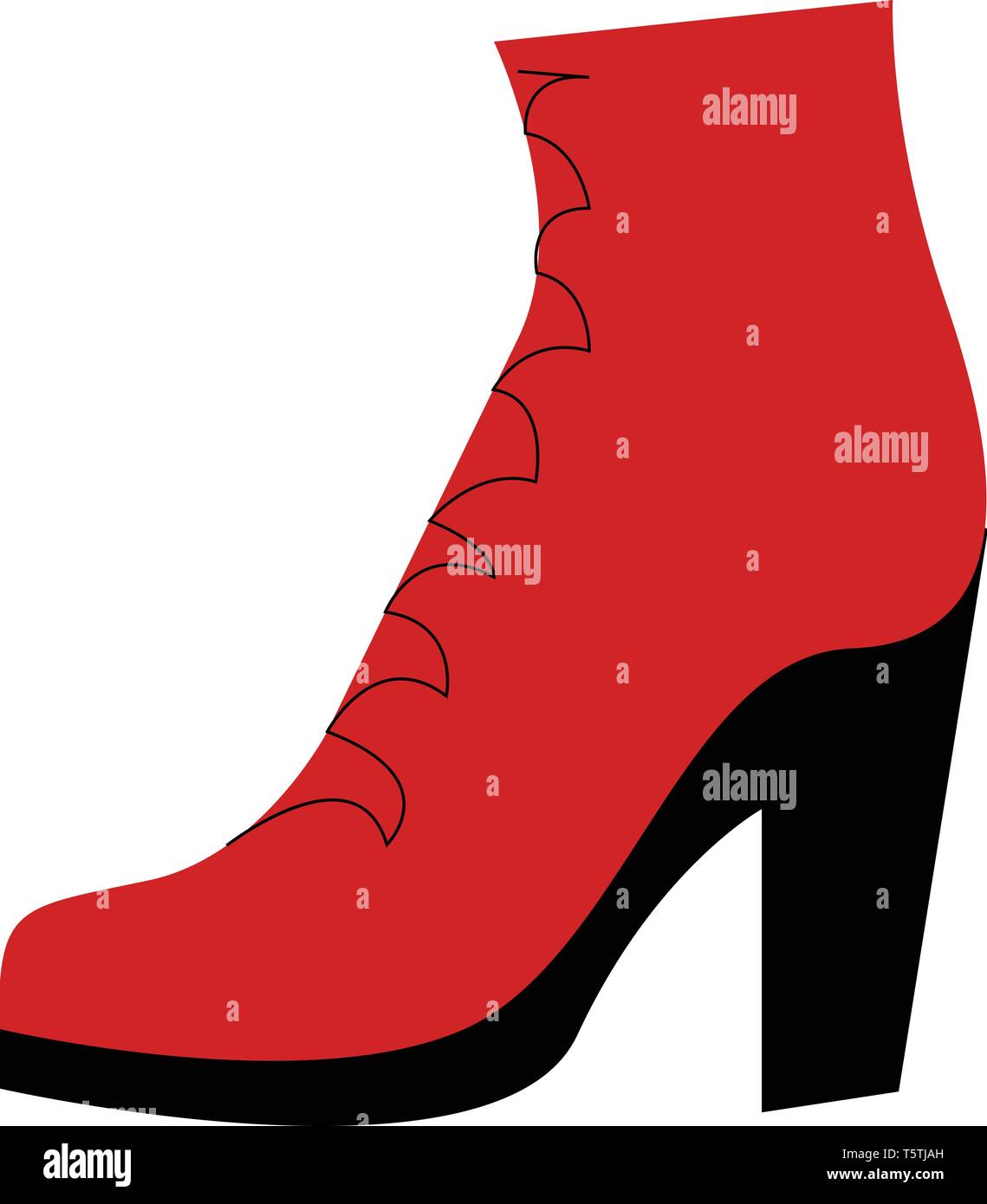 Rosso e nero ad alta stivaletto o vettore di Illustrazione a colori Illustrazione Vettoriale