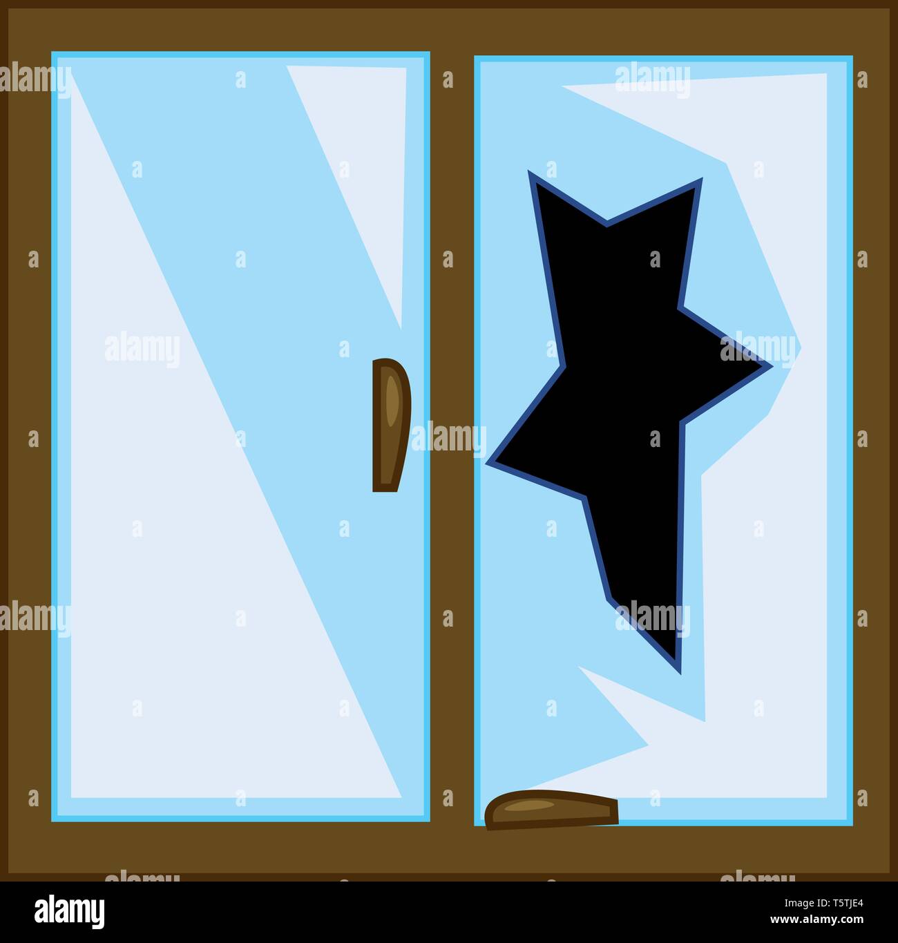 Vetro rotto vettore di finestra o illustrazione a colori Illustrazione Vettoriale