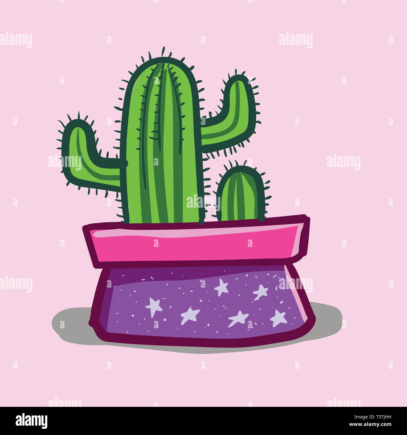 Vivace cactus per la decorazione o vettore di Illustrazione a colori Illustrazione Vettoriale