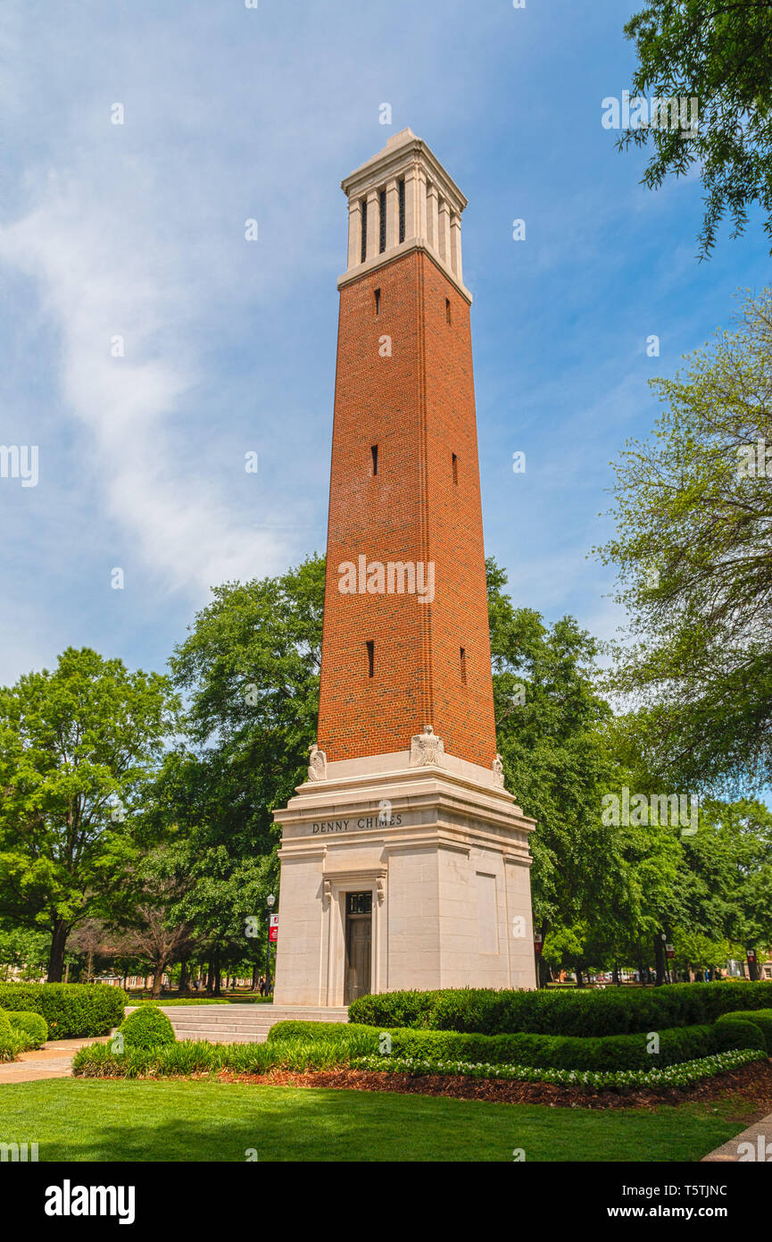 Denny suoni di avviso sul Quad presso la University of Alabama, Tuscaloosa Alabama Foto Stock