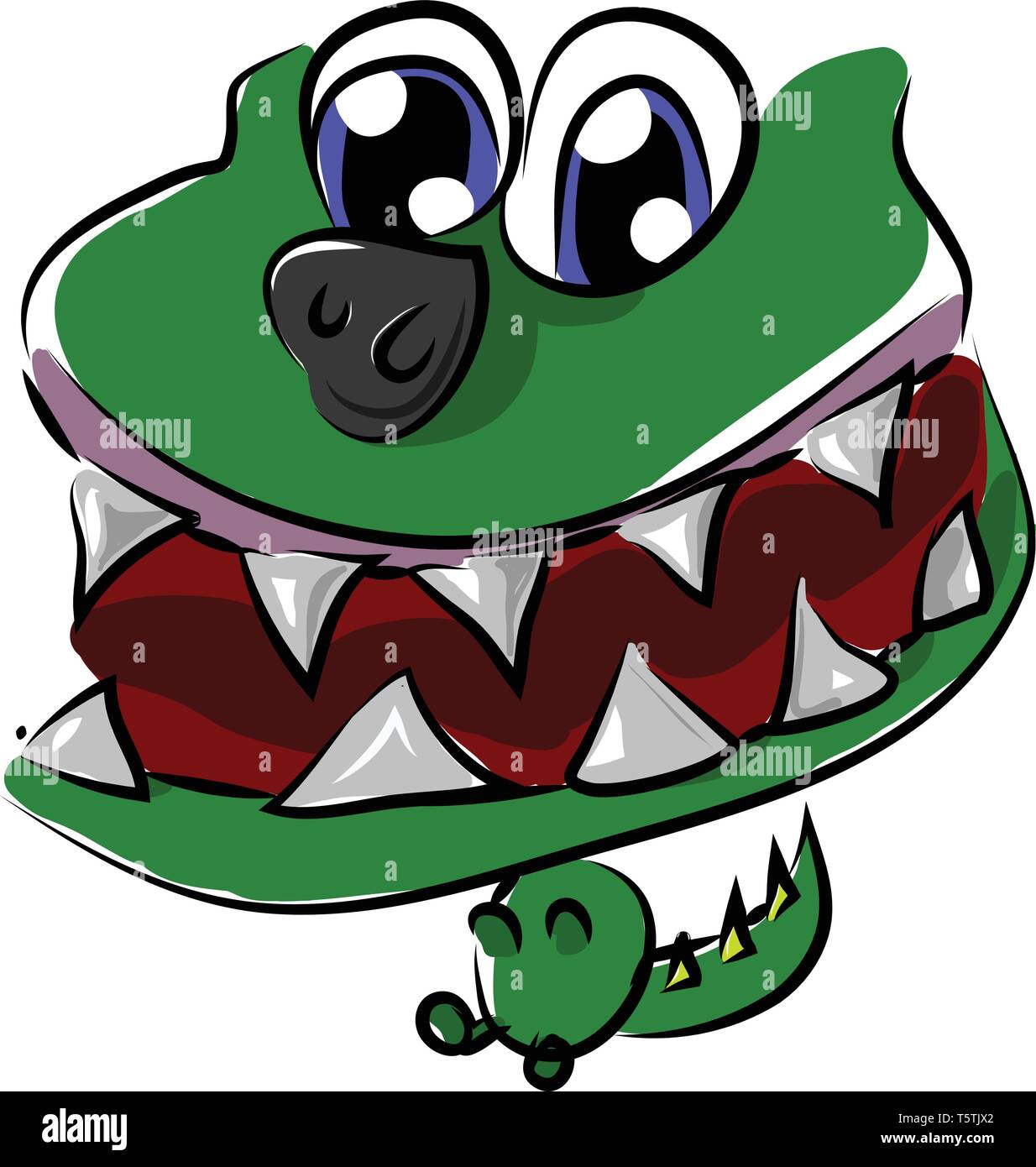 Un sorridente baby dinosauro o vettore di Illustrazione a colori Illustrazione Vettoriale