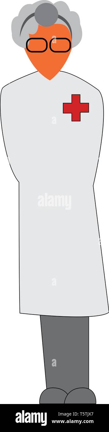 Medico nella sua pratica robe vettore o illustrazione a colori Illustrazione Vettoriale