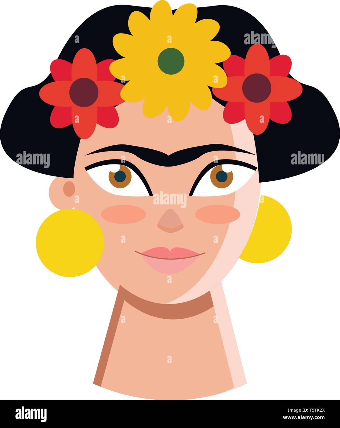 Autoritratto di Frida Kahlo o vettore di Illustrazione a colori Illustrazione Vettoriale