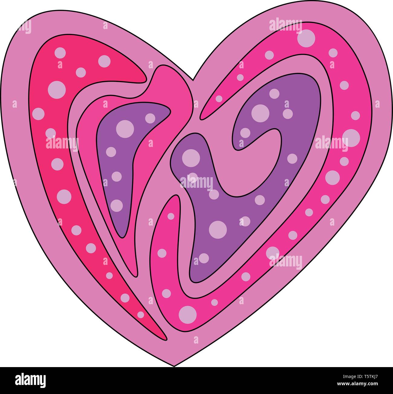 Un cuore multi-colorato con disegni regolari e disegni simboleggiano il vettore di amore il colore di disegno o illustrazione Illustrazione Vettoriale