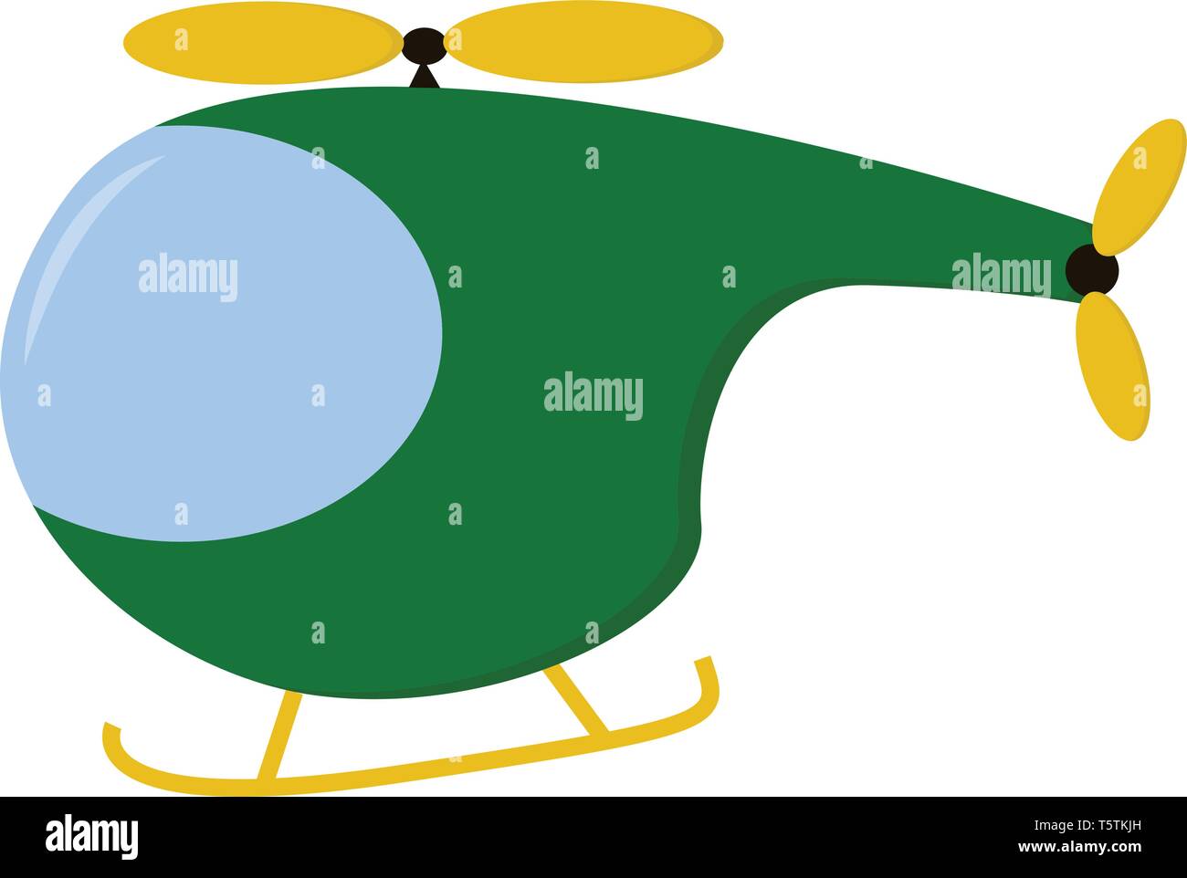Un verde e blu con elicottero giocattolo con giallo breve vettore di ali di colore di disegno o illustrazione Illustrazione Vettoriale