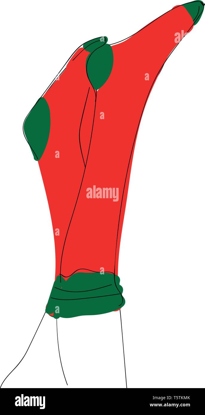 Piedi umani in posizione eretta in rosso e rosato vettore socks il colore di disegno o illustrazione Illustrazione Vettoriale