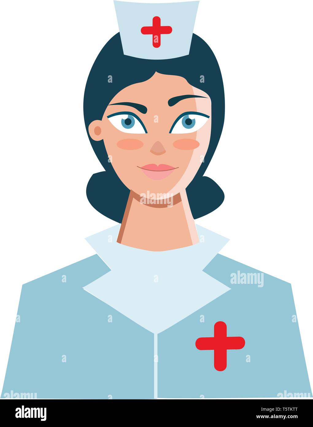 Un infermiere in ospedale vestito nella sua uniforme con un segno più stampati sia nel suo cappuccio e il vettore uniforme il colore di disegno o illustrazione Illustrazione Vettoriale