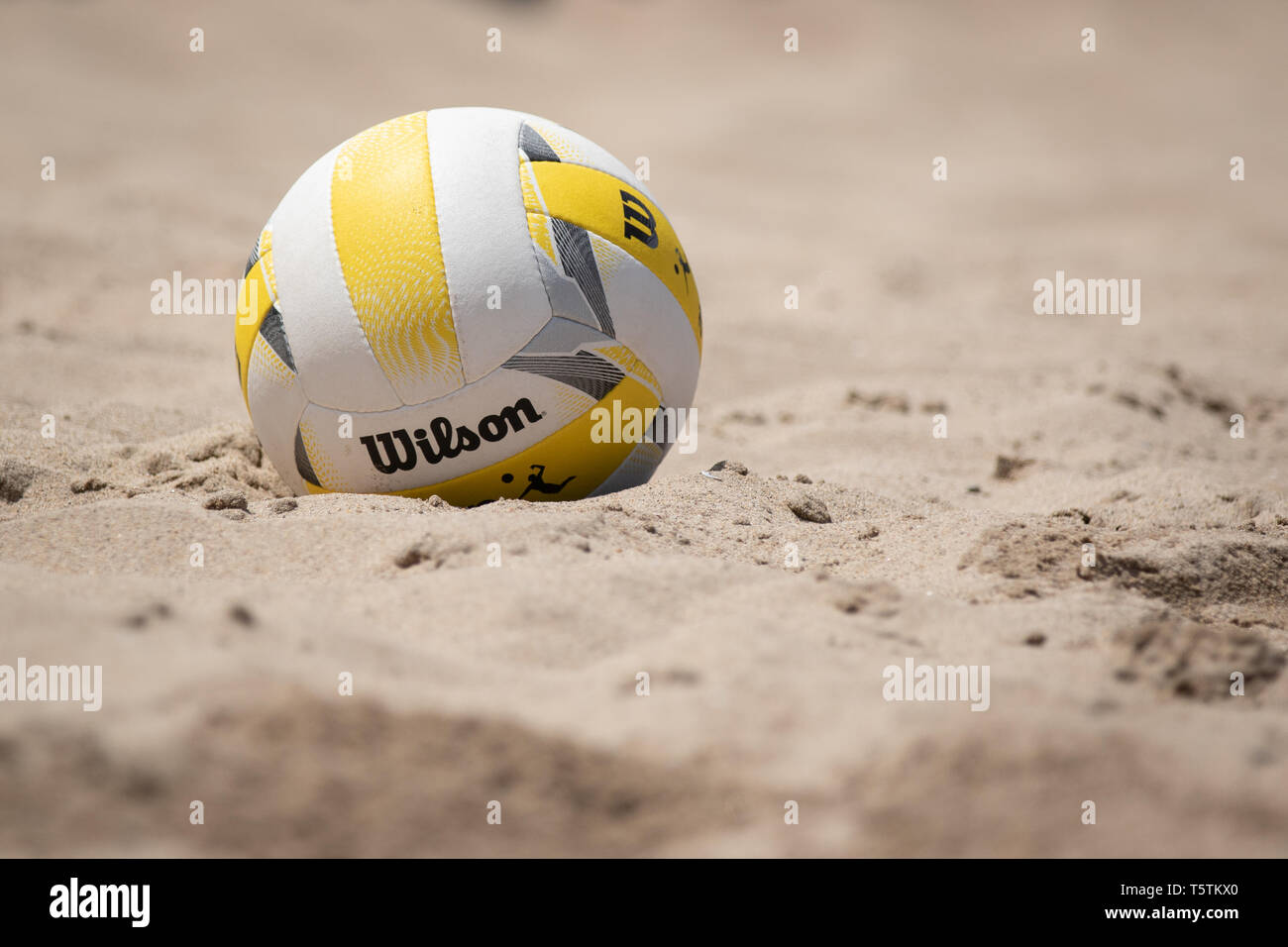 Il Wilson attende le finali di AVP Manhattan Beach aperto su 19 ago 2018. (J. Geldermann/Alamy Live News) Foto Stock