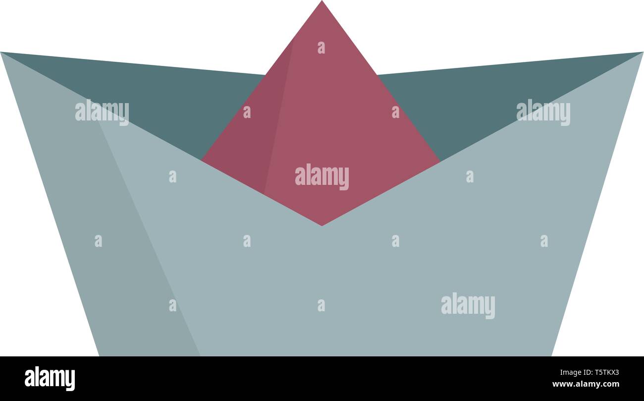 Cartoon multi-carta colorata barca in sfumature di blu e i colori marrone è pronta a salpare nell'acqua piovana da alcuni bambini o ragazzi del vettore di disegno a colori Illustrazione Vettoriale