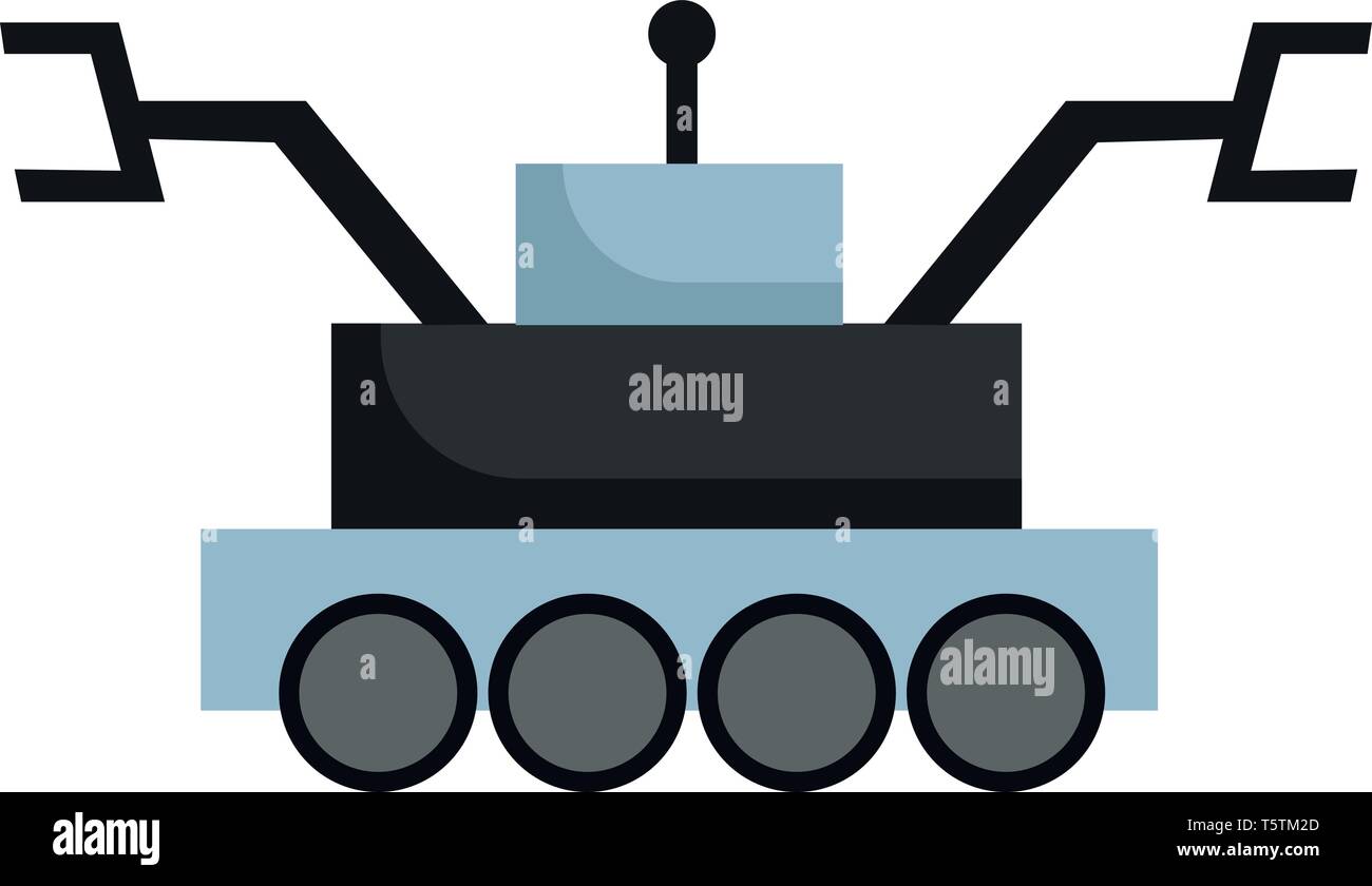 Un colorato di blu rower veicolo equipaggiato con due gru nero è utilizzato a fini di costruzione ed elevare i veicoli più piccoli del vettore di disegno a colori o i Illustrazione Vettoriale