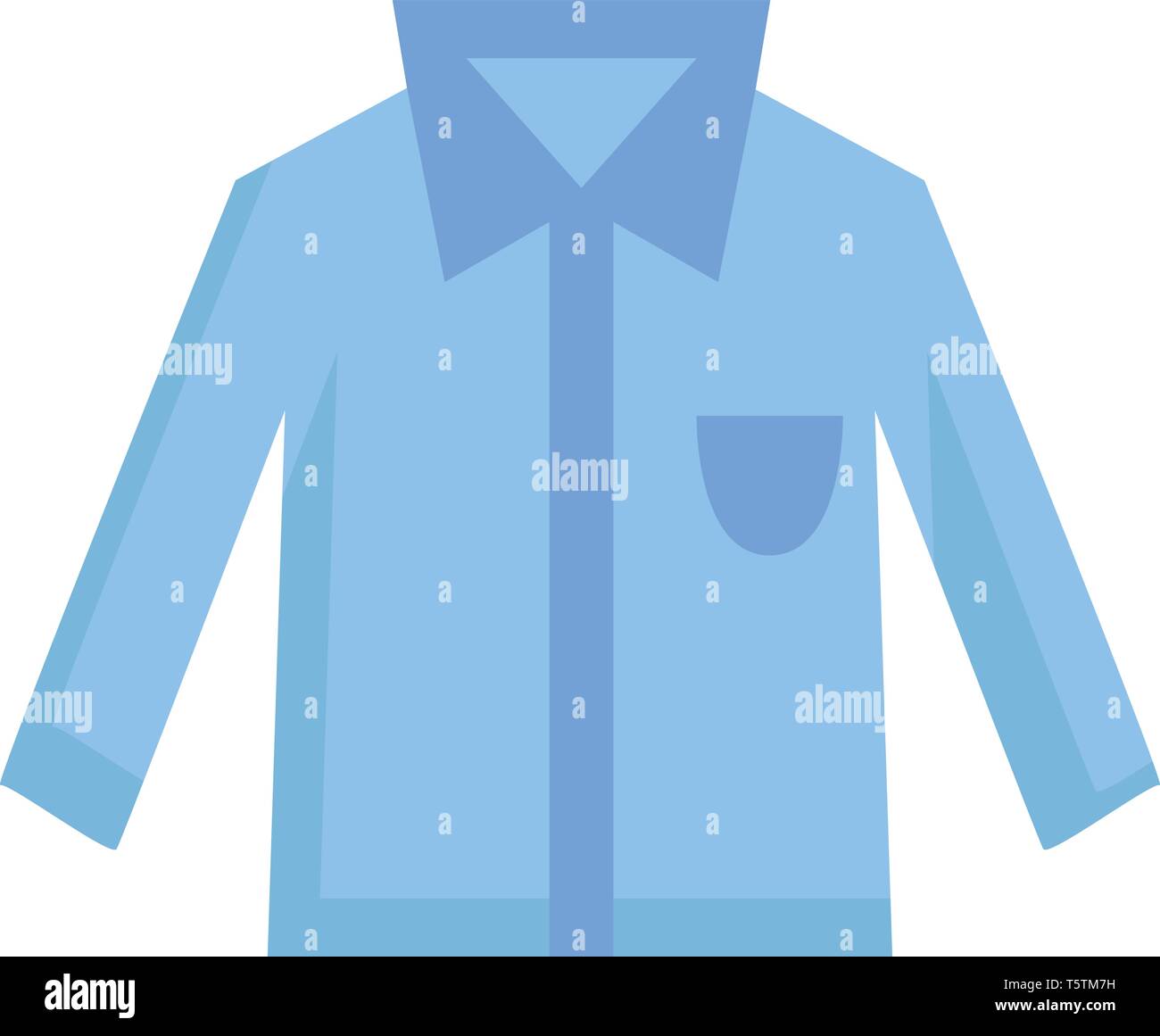 Luce semplice maglietta blu con tasca blu e il collare illustrazione vettoriale su sfondo bianco Illustrazione Vettoriale
