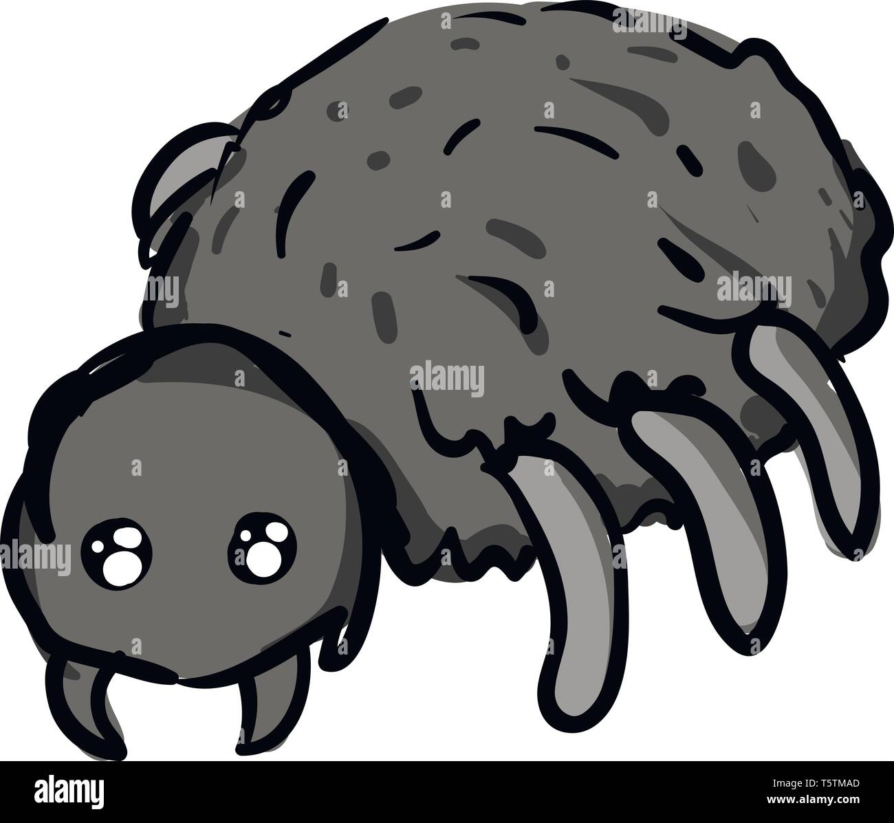Semplice cartoon di un ragno grigio illustrazione vettoriale su sfondo bianco Illustrazione Vettoriale