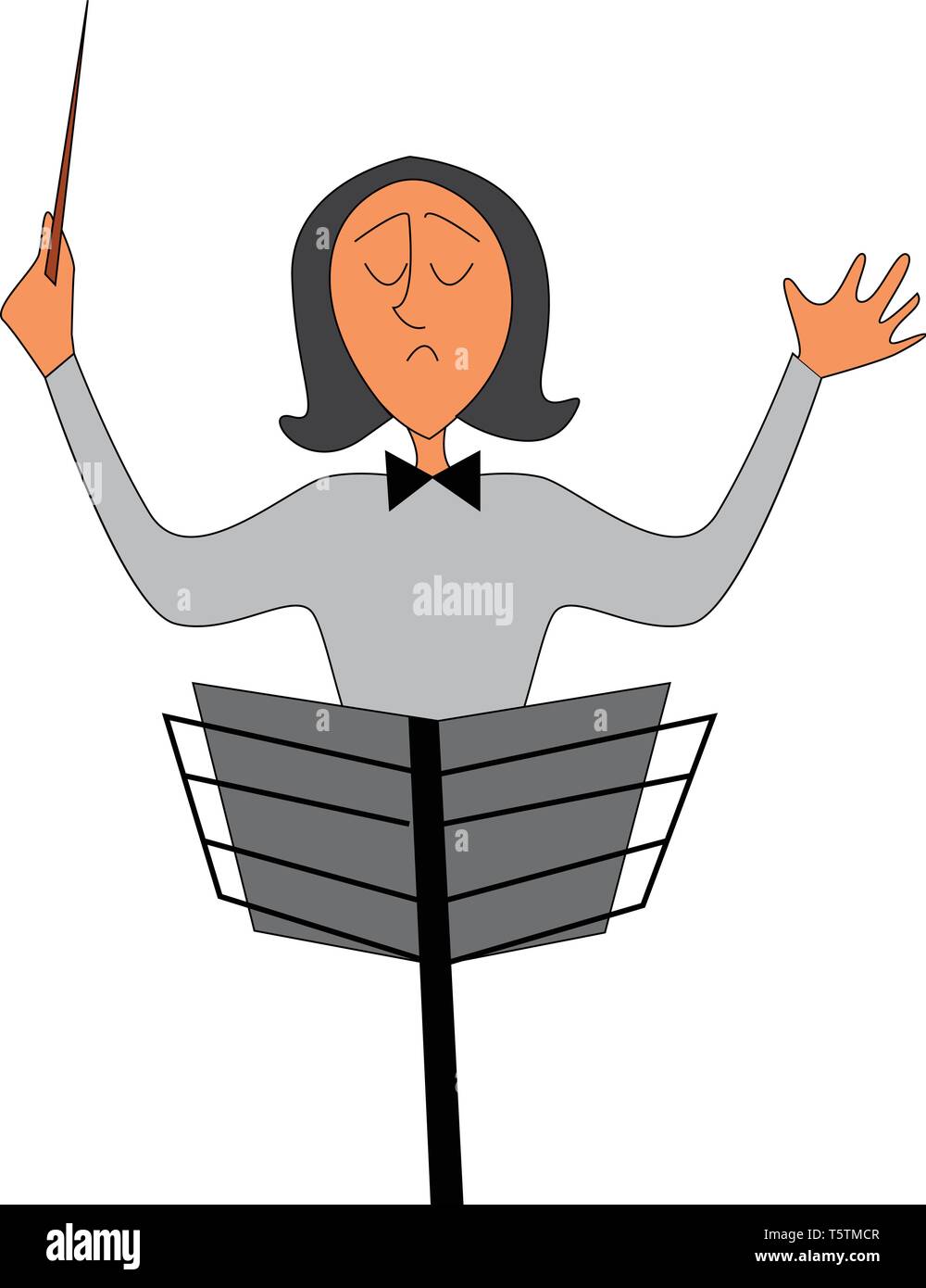 Ritratto di un direttore di orchestra illustrazione vettoriale su sfondo bianco Illustrazione Vettoriale