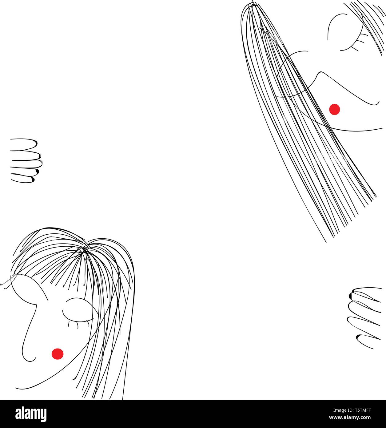 Due ritratti di fumetto illustrazione vettoriale su sfondo bianco Illustrazione Vettoriale