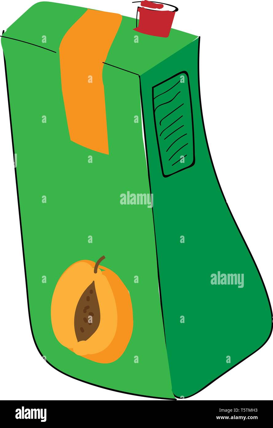 Pacchetto verde del succo di Albicocca illustrazione vettoriale su sfondo bianco Illustrazione Vettoriale