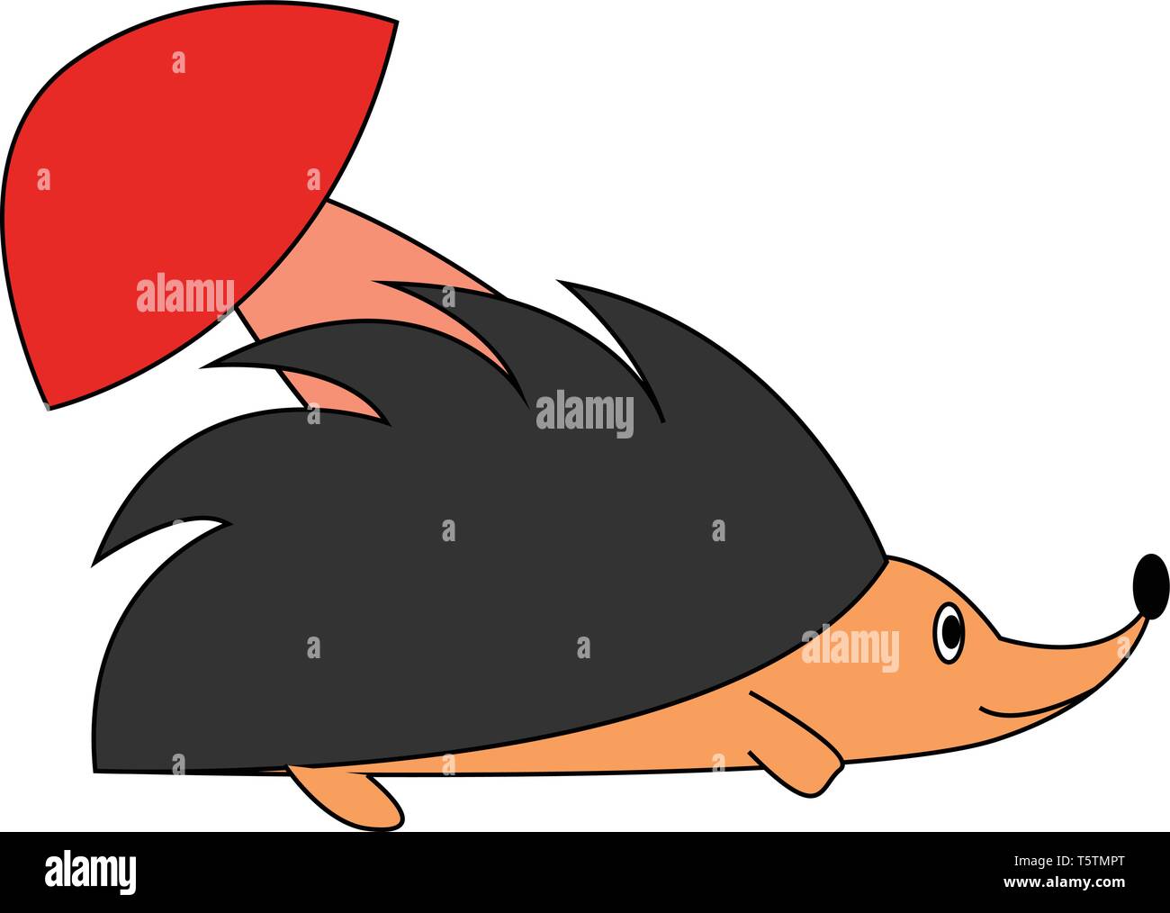 Riccio sotto il fungo illustrazione vettore su sfondo bianco Illustrazione Vettoriale