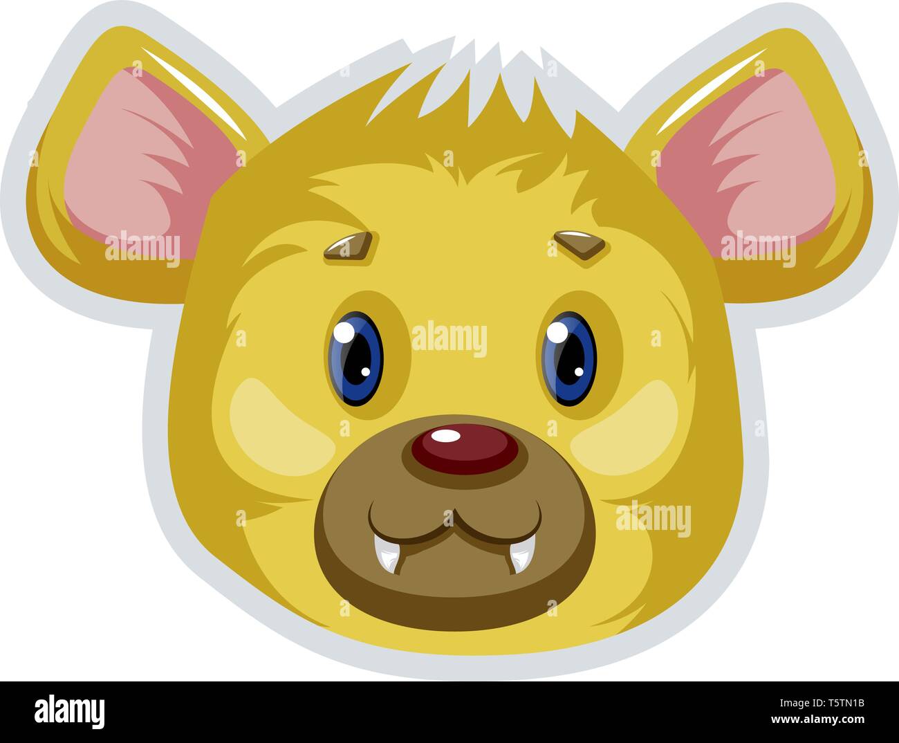 Un orso giallo rosa le orecchie e gli occhi blu, il vettore, il colore di disegno o illustrazione. Illustrazione Vettoriale