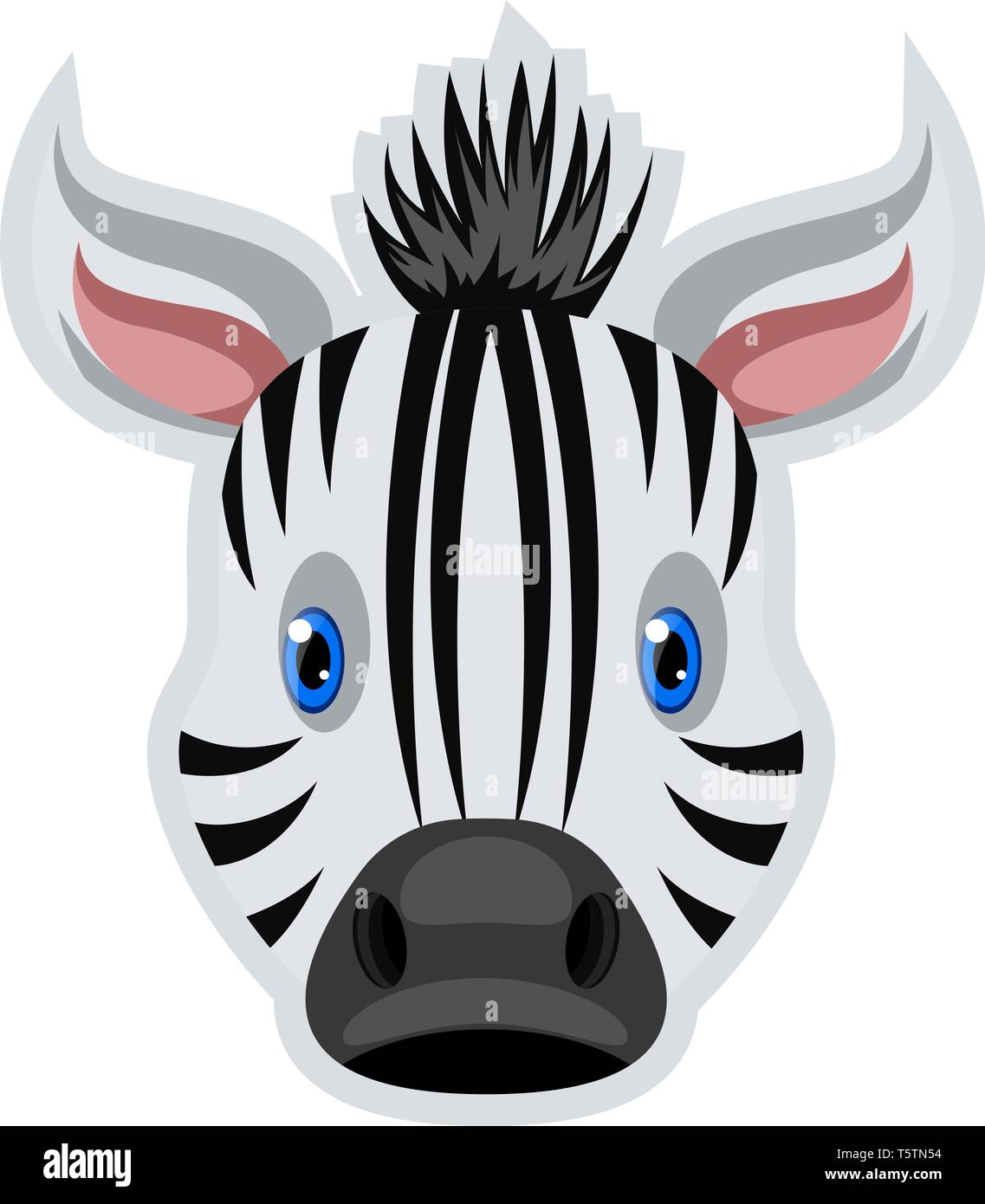 Una zebra faccia in bianco e nero con strisce, con gli occhi blu e orecchie  rosa, il vettore, il colore di disegno o illustrazione Immagine e  Vettoriale - Alamy