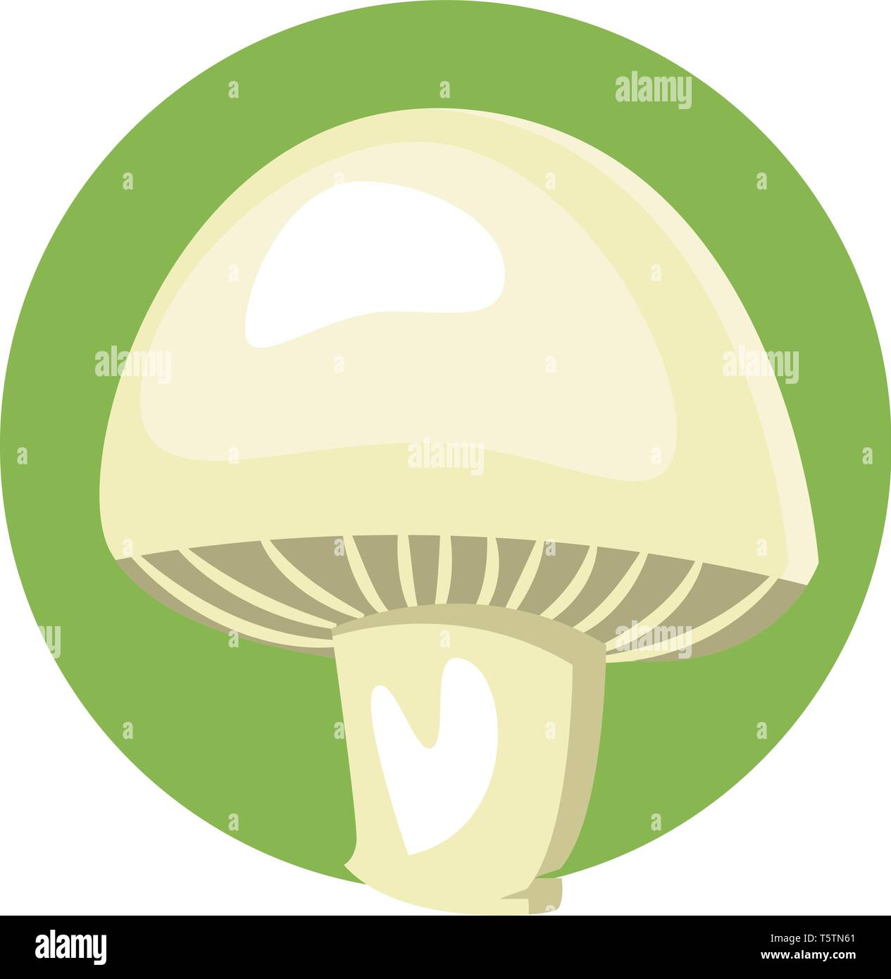 Un fungo bianco nel verde di vettore di sfondo il colore di disegno o illustrazione. Illustrazione Vettoriale