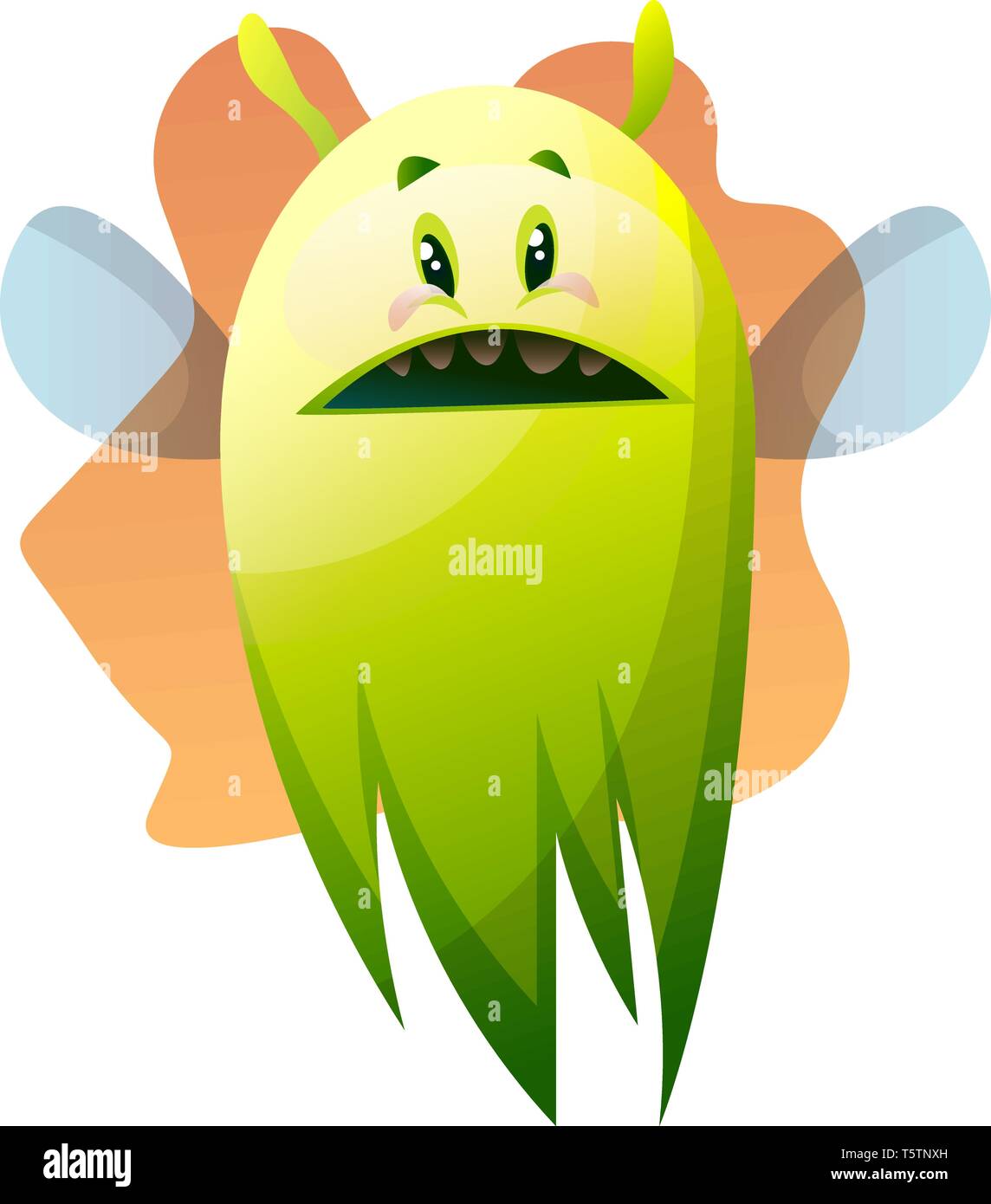 Preoccupato cartoon mostro verde illustartion vettore su sfondo bianco Illustrazione Vettoriale