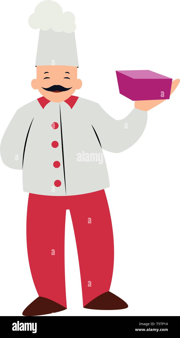 Lo Chef carattere con una casella viola illustrazione vettoriale su sfondo bianco Illustrazione Vettoriale