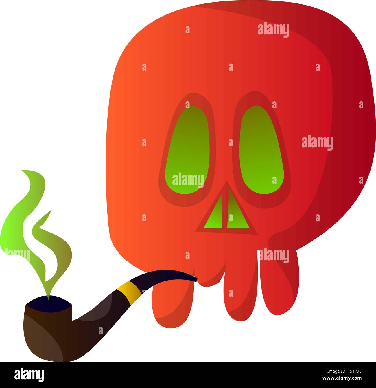 Red cartooon cranio con tubo illustartion vettore su sfondo bianco Illustrazione Vettoriale