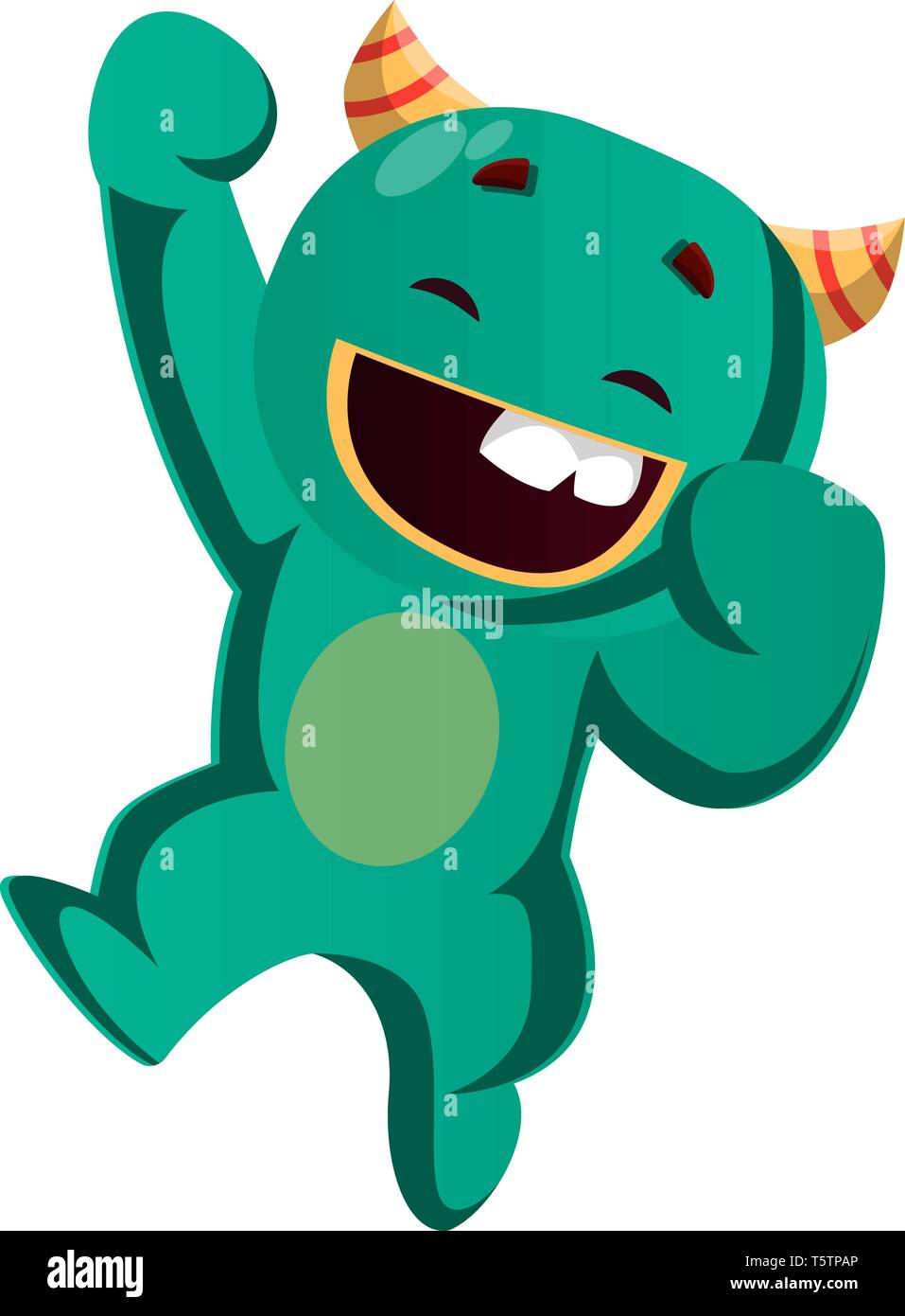 Green monster jumping illustrazione vettoriale Illustrazione Vettoriale