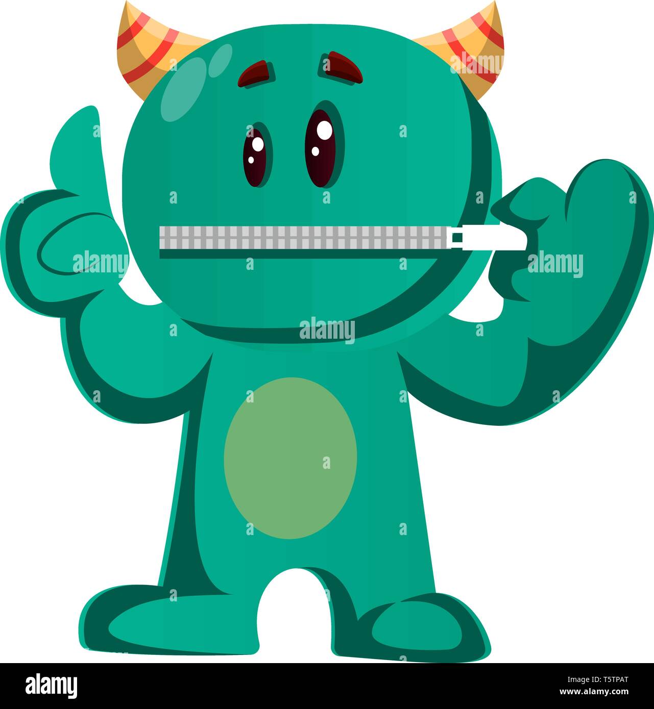 Mostro verde con le sue labbra zippato illustrazione vettoriale Illustrazione Vettoriale