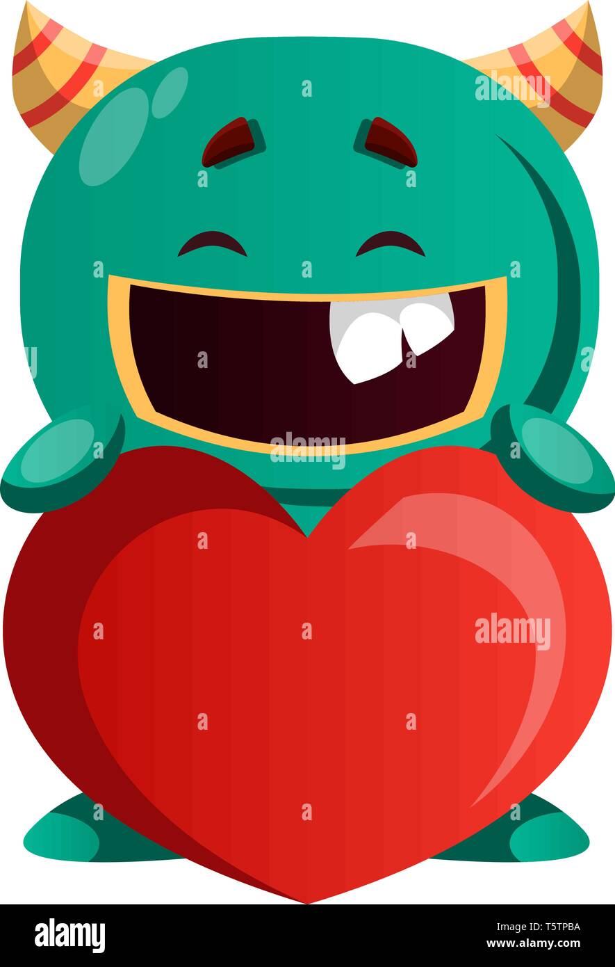 Green monster condivisione dell'amore illustrazione vettoriale Illustrazione Vettoriale