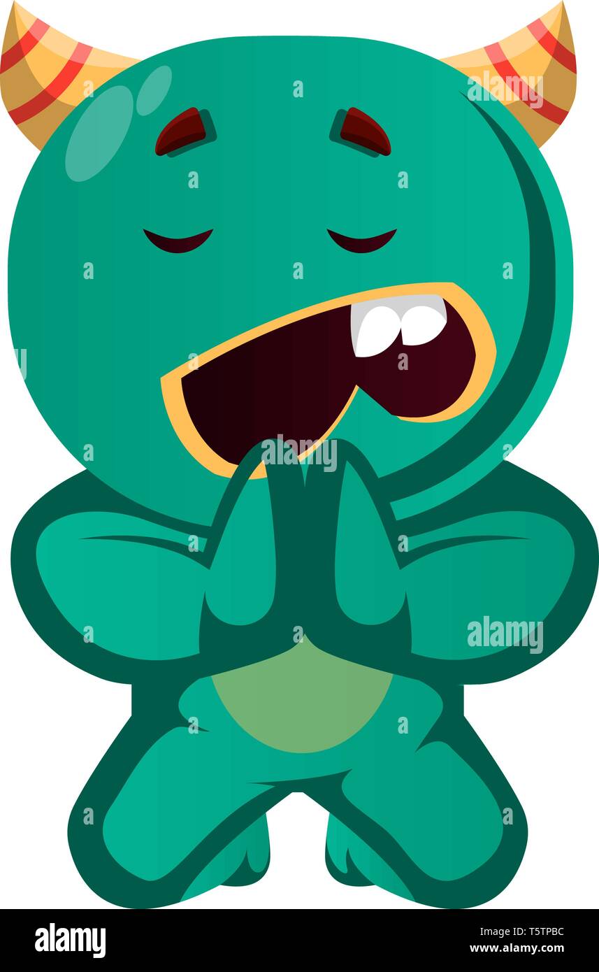 Green monster accattonaggio illustrazione vettoriale Illustrazione Vettoriale