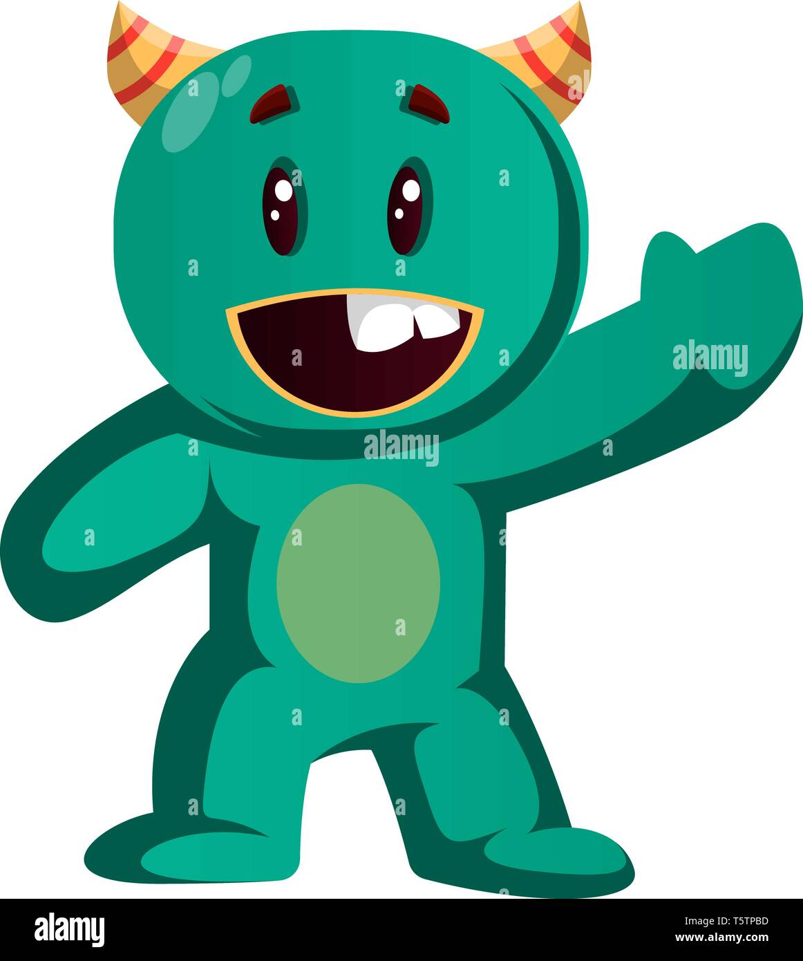 Green monster wavingvector illustrazione Illustrazione Vettoriale